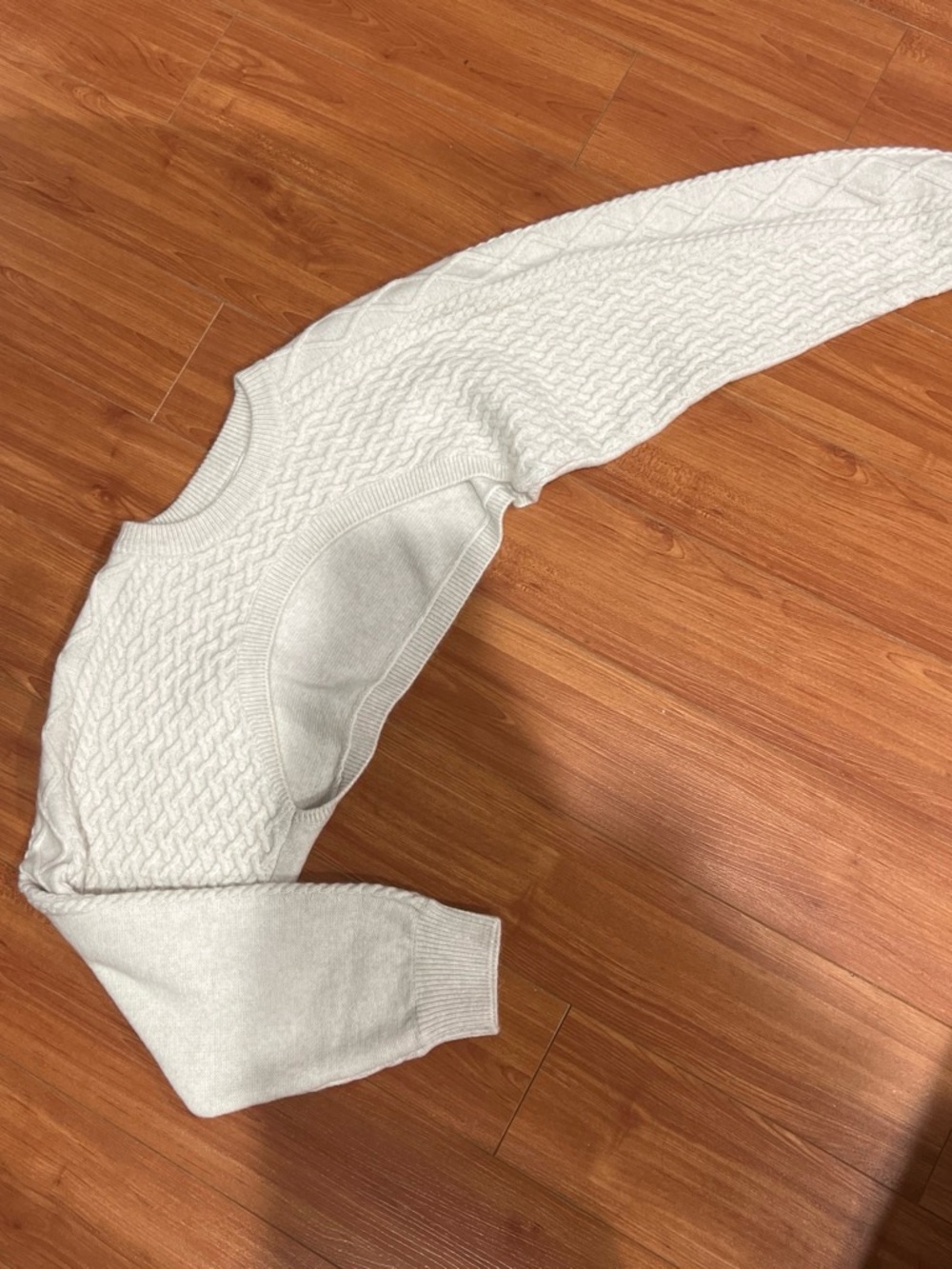 Crewneck Cable Knit Sweater in beige